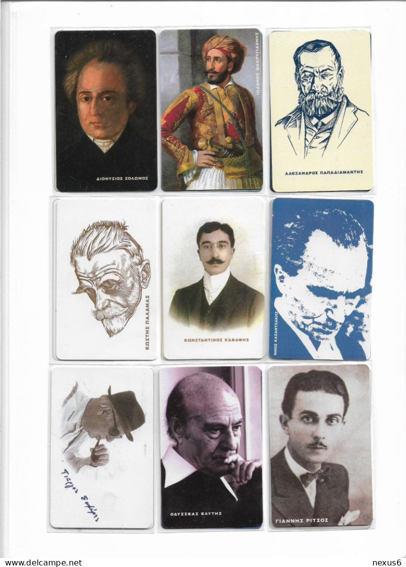Greece - OTE - Folder (full Set) Of 26 Cards (Literary People, Philosophers, Evangelists) 09.2001, Used With Folder - Griechenland