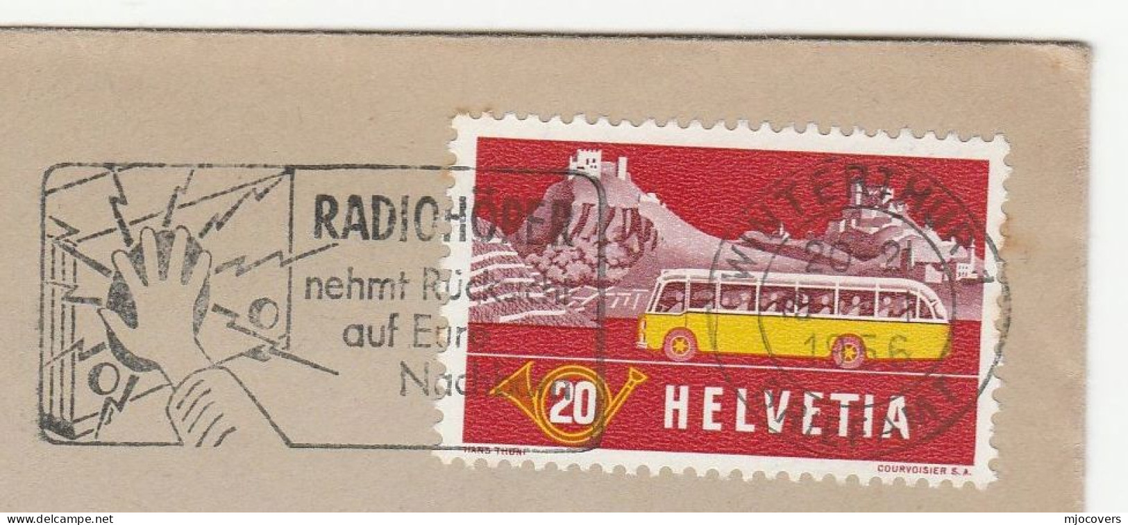 RADIO NOISE Illus 1956 Cover SLOGAN Switzerland Bus Stamps Telecom - Telecom