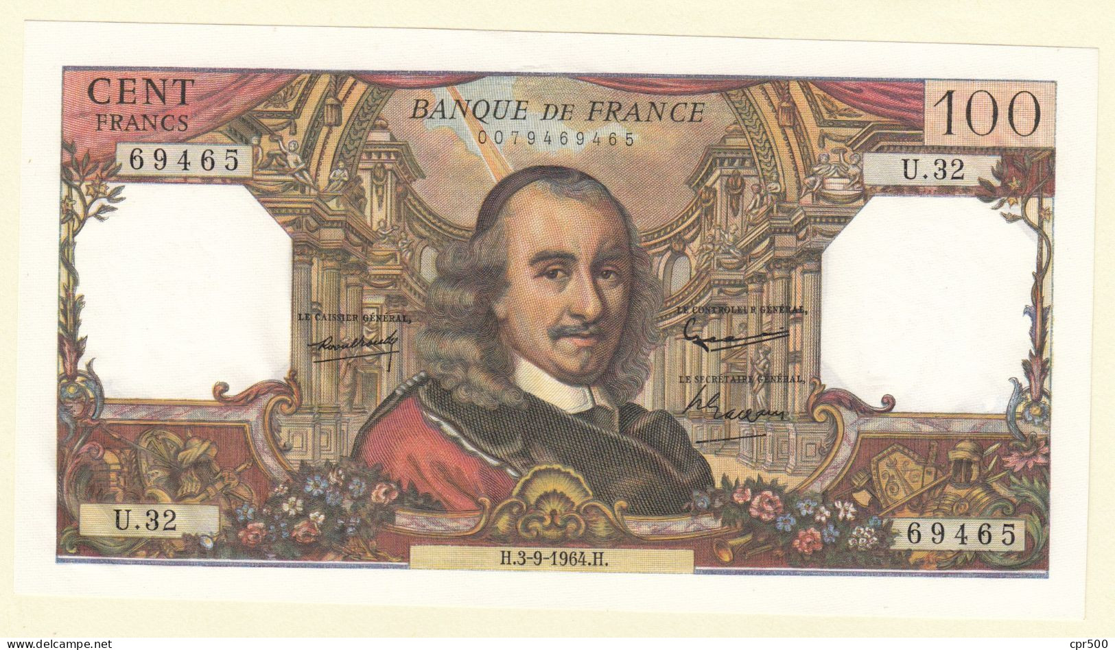 100 Francs Corneille Type 1964, F65.03, 1964, U.32, Pr.Neuf - 100 F 1964-1979 ''Corneille''