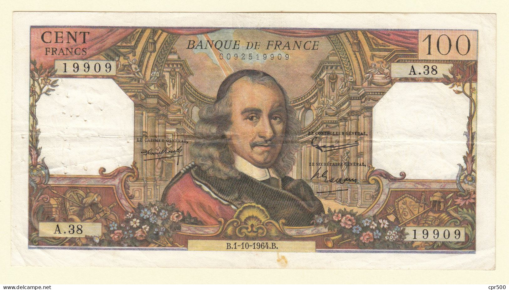 100 Francs Corneille Type 1964, F65.04, 1964, A.38, TB+ - 100 F 1964-1979 ''Corneille''