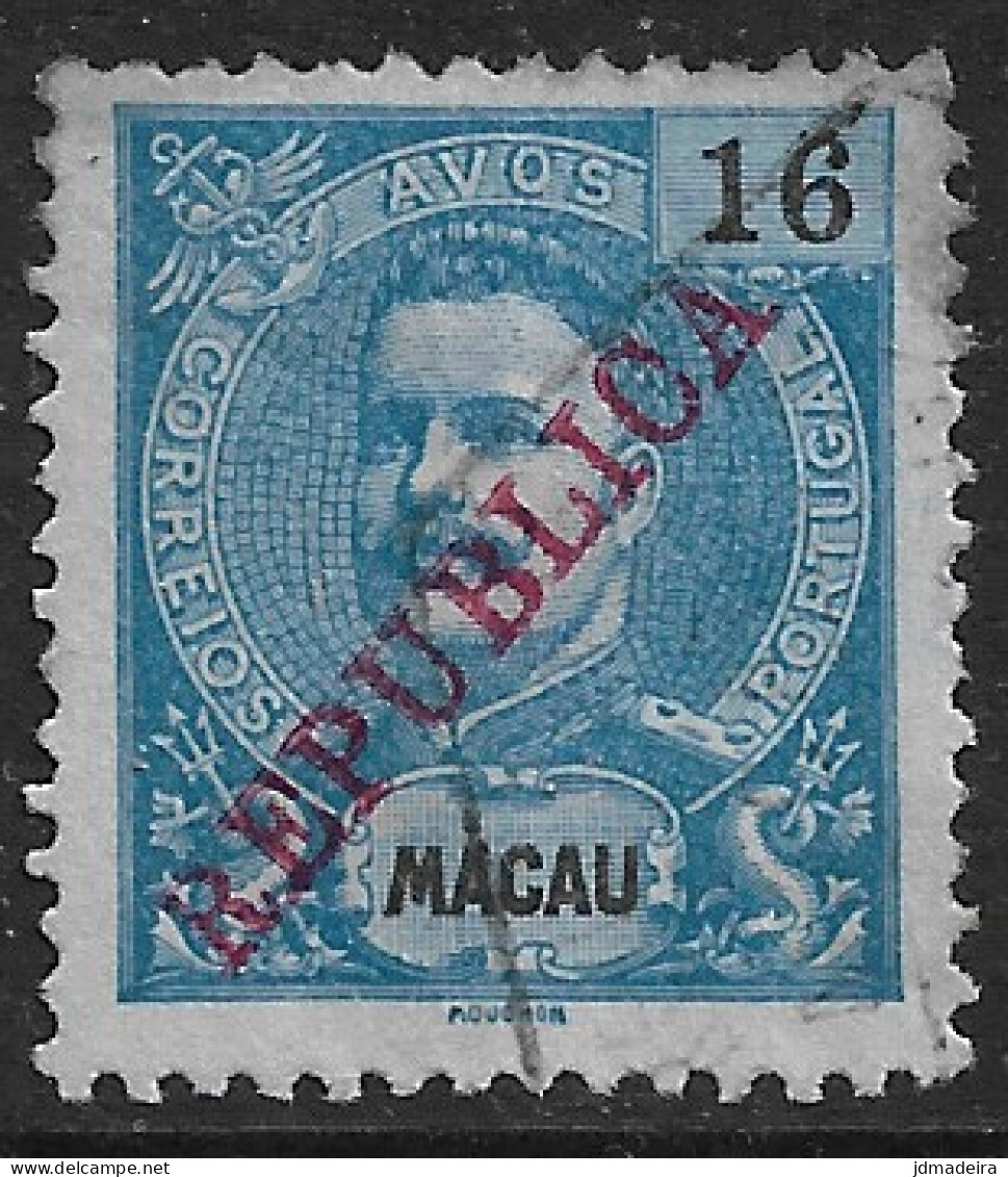 Macau Macao – 1913 King Carlos Local Surcharged REPUBLICA 16 Avos Used Stamp - Nuovi