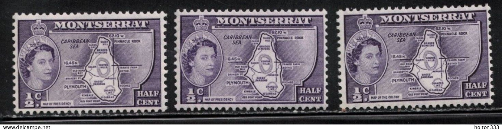 MONTSERRAT Scott # 128 MH X 3 - QEII & Map - Montserrat