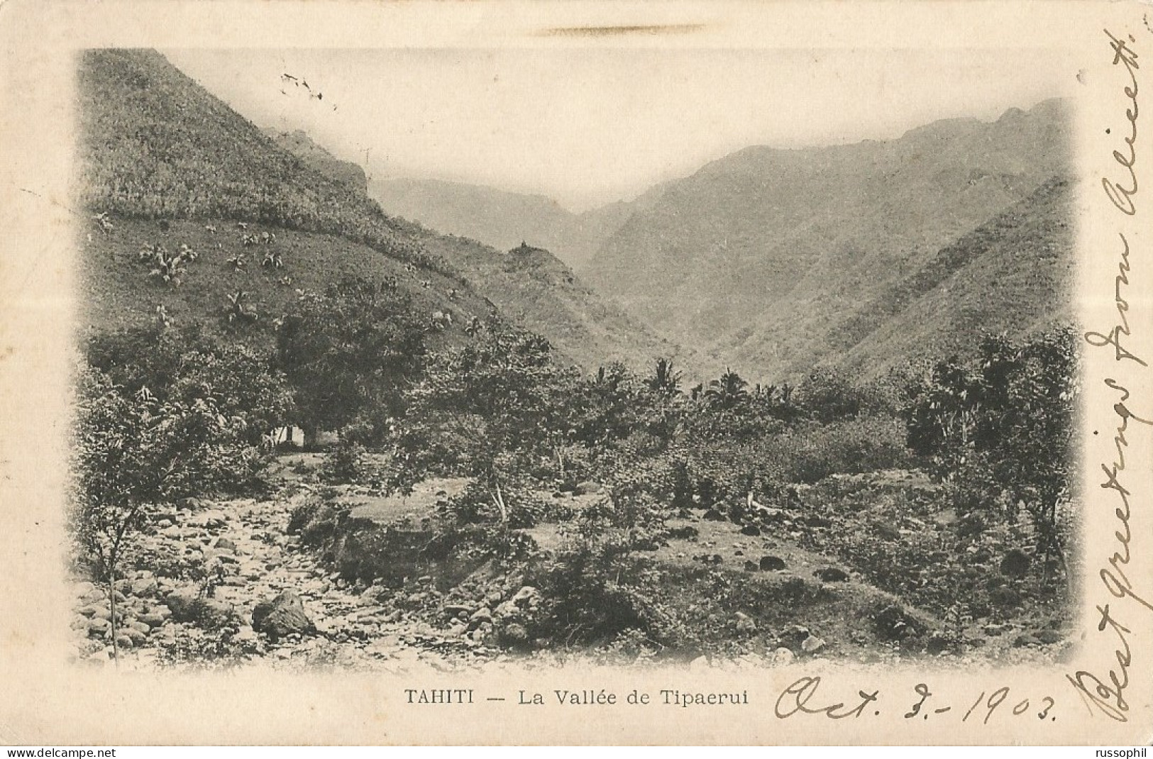 TAHITI - Yv #33 ALONE FRANKING PC (VIEW OF TAHITII) FROM PAPEETE TO THE USA / SAN FRANCISCO  - GOOD DESTINATION - 1903 - Covers & Documents