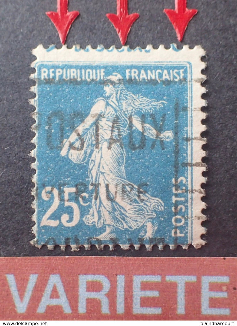R1118/478 - 1907 - TYPE SEMEUSE CAMEE - N°140  - VARIETE  Piquage Décalé Sur Bord De Feuille Avec Publicité - Used Stamps