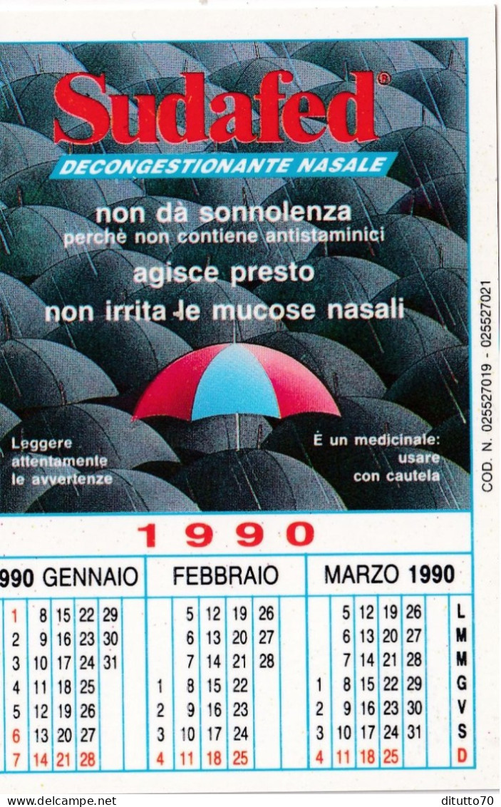Calendarietto - Sudafed - Anno 1990 - Petit Format : 1981-90