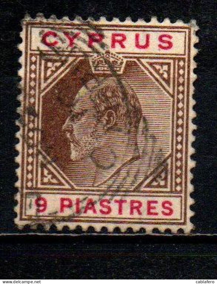 CIPRO - 1904 - EFFIGIE DEL RE EDOARDO VIII - Multiple Crown And C A - 9 Piastres - USATO - Chipre (...-1960)