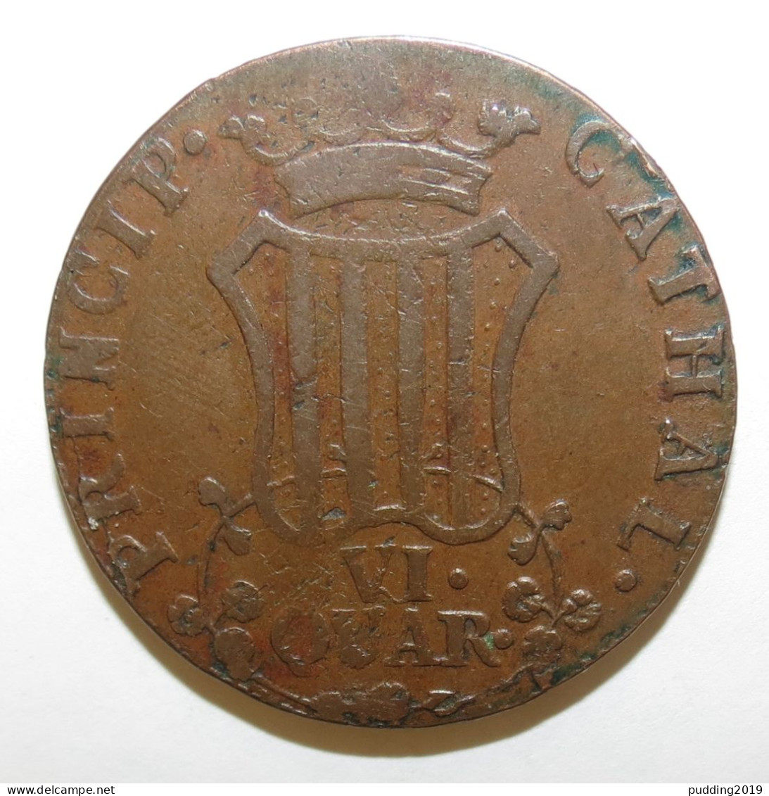 ESPAGNE CATALONIA 6 Quartos 1812 Copper Ferdinand VII - Münzen Der Provinzen