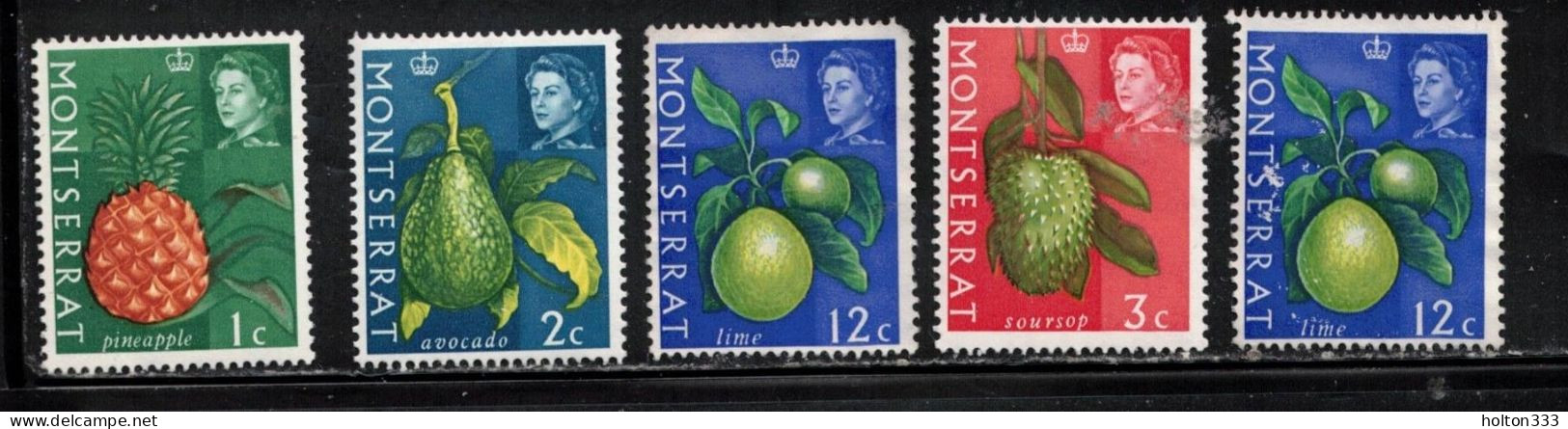 MONTSERRAT Scott # 159-61, 167 MH - QEII & Various Fruits - Duplication - Montserrat