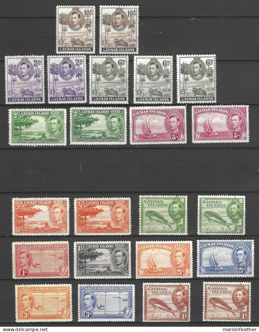 CAYMAN Is...KING GEORGE VI..(1936-52.)...." 1938..".SET INC. ALL PERFS AND SHADES....SET OF 23..(CAT.VAL.£339.00 )...MH. - Iles Caïmans