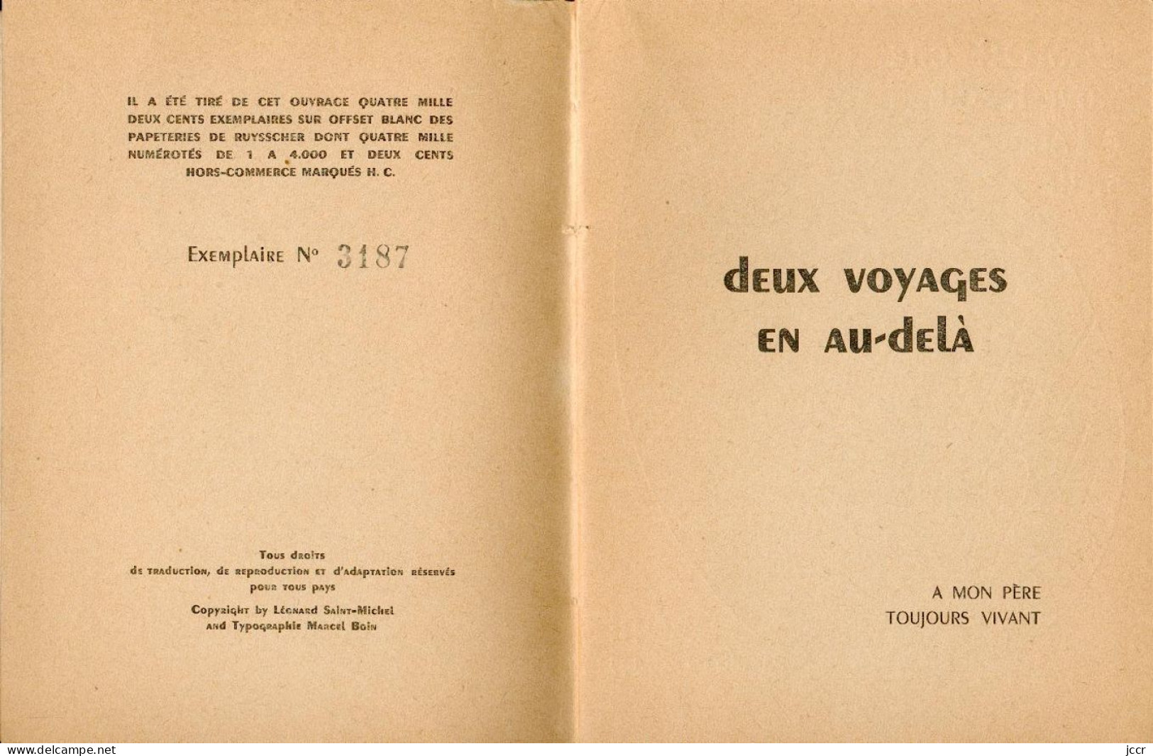 2 Voyages En Au-dela/Er Le Pamphylien. Le Songe De Scipion/Léonard Saint-Michel/Frontispice D'Englebert/1949 - Esoterismo