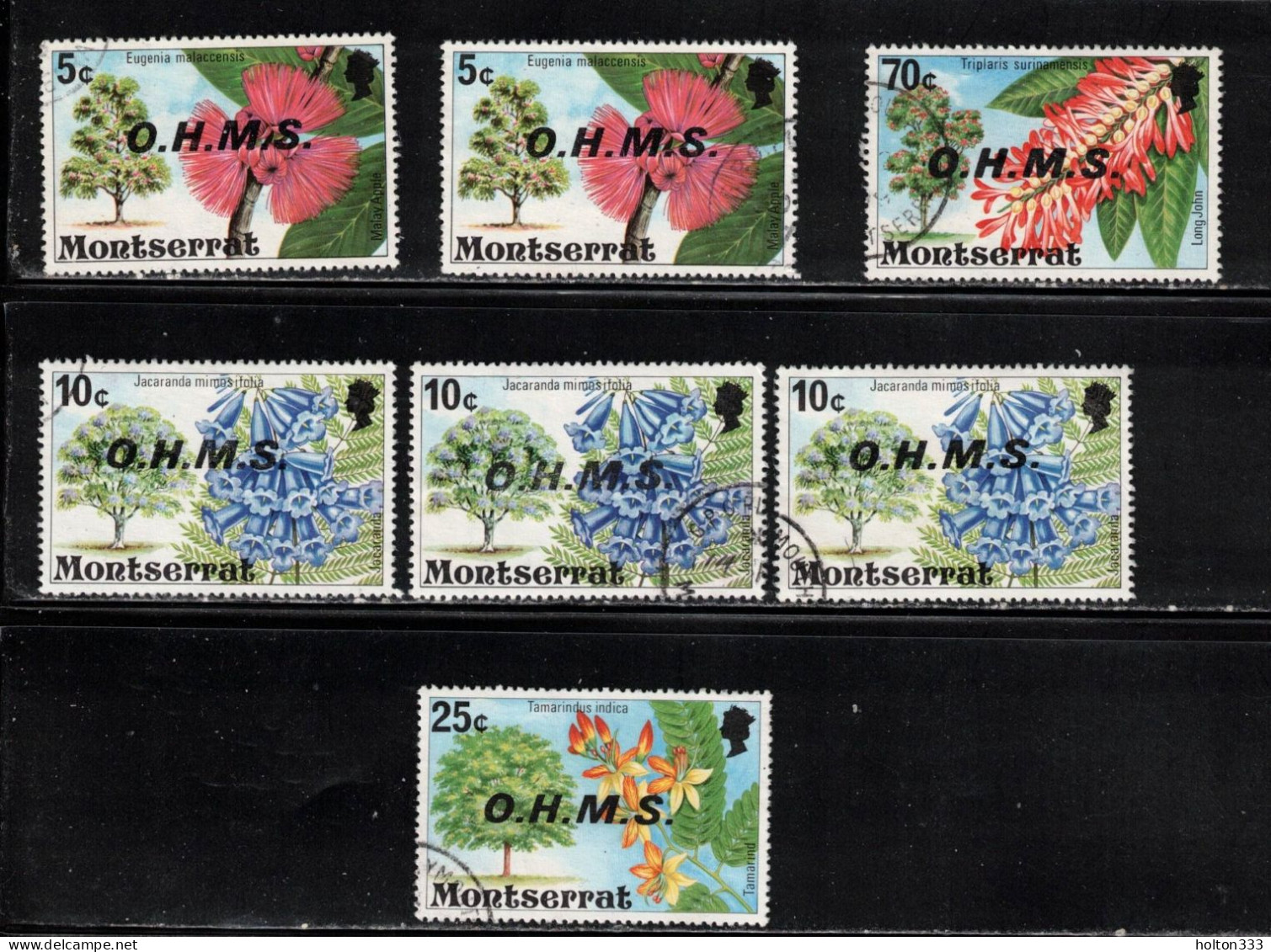 MONTSERRAT Scott # O10//16 Used - Flowers With OHMS Overprint - Montserrat