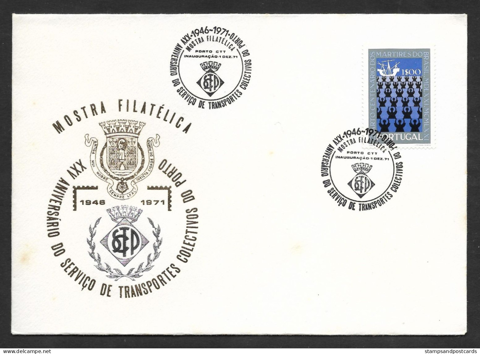 Portugal Cachet Commémoratif Anniv. STCP Compagnie Tram Et Bus Porto 1971 Event Postmark Bus And Tramway Co. Porto - Tram