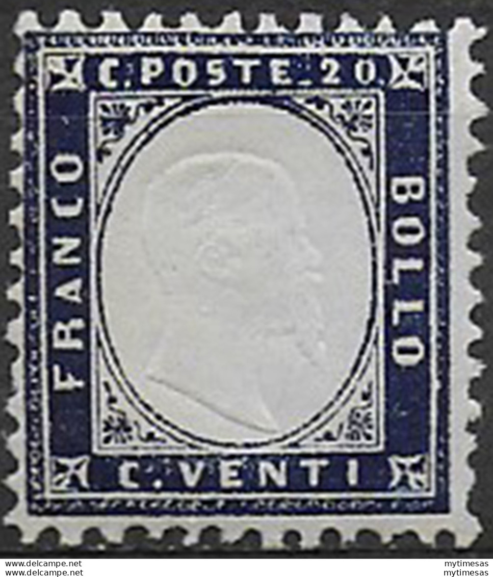 1862 Italia VE II 20c. Indaco Mc MNH Sassone N. 2 - Autres & Non Classés