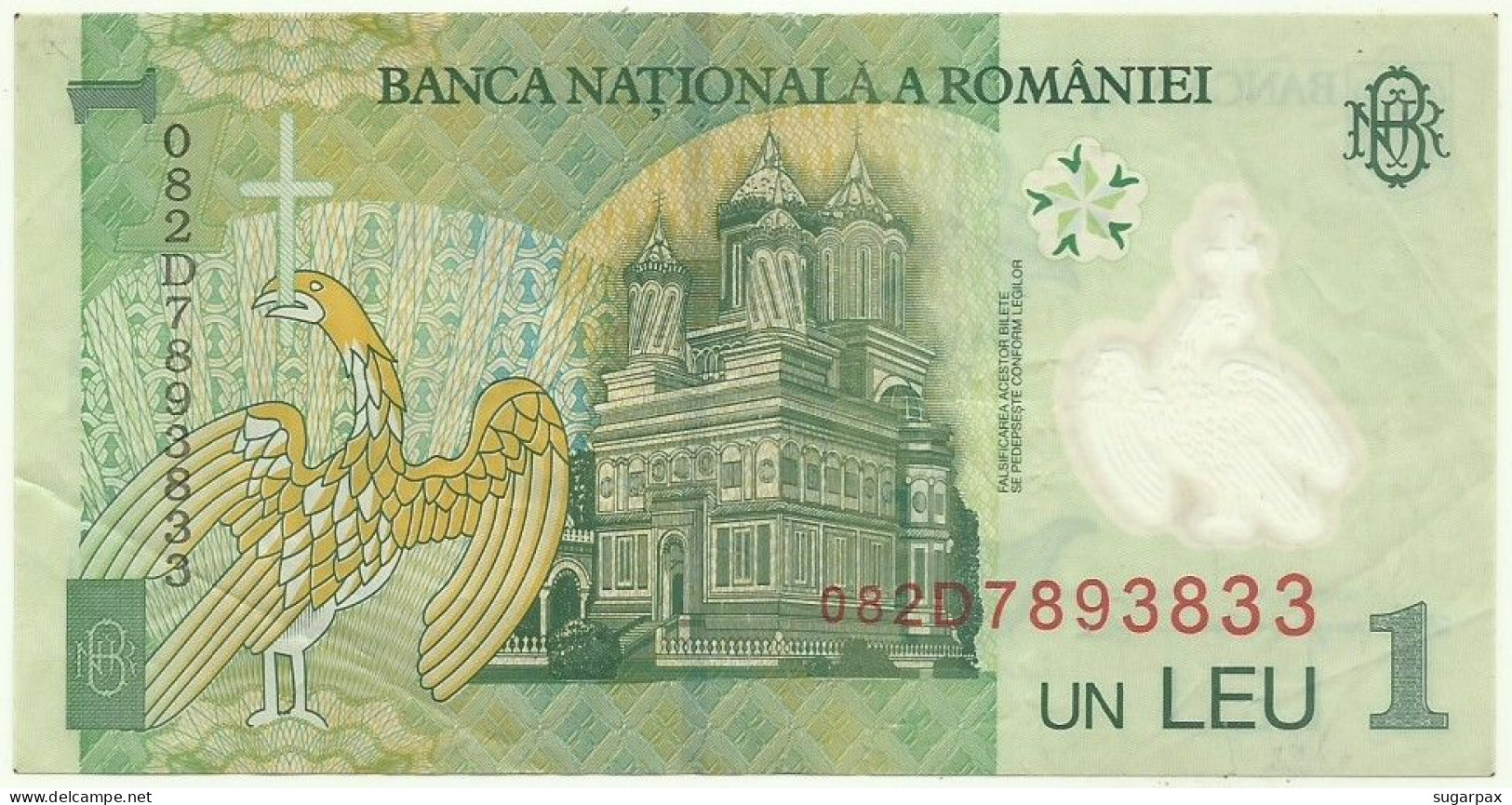 ROMANIA - 1 Leu - 2005 ( 2008 ) - Pick 117.d - Série 082D - POLYMER - Roemenië