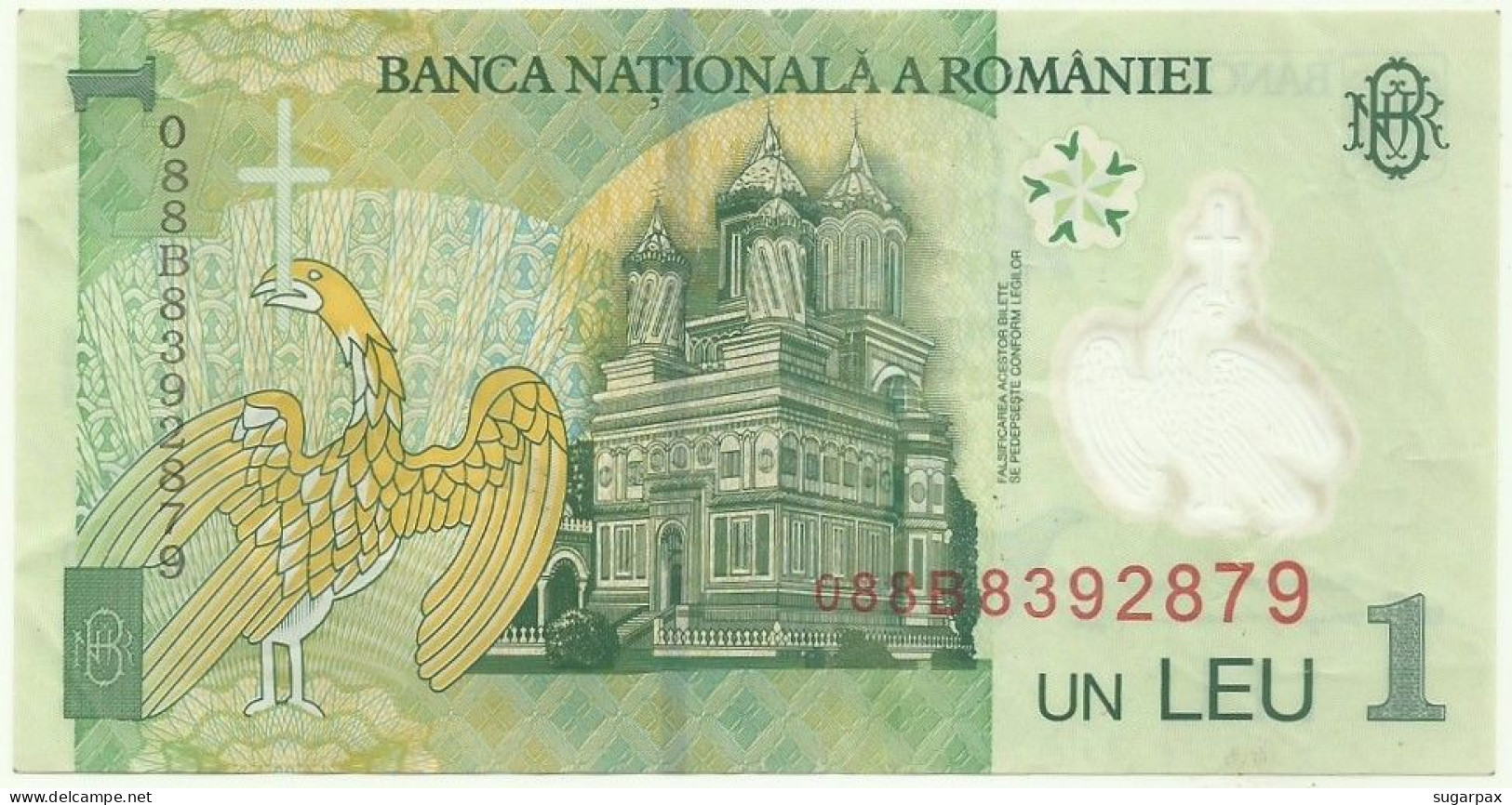 ROMANIA - 1 Leu - 2005 ( 2008 ) - Pick 117.d - Série 088B - POLYMER - Roemenië