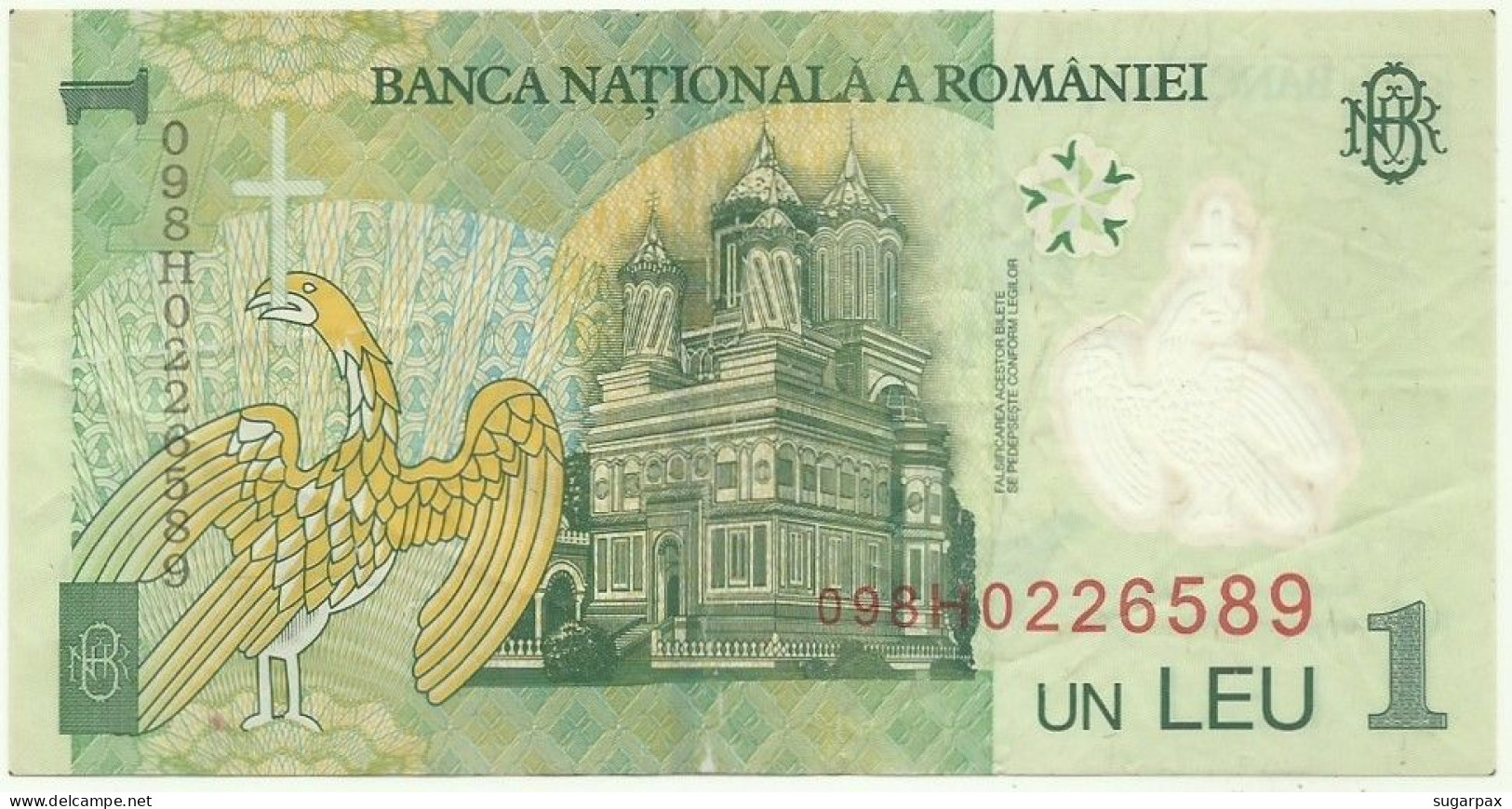 ROMANIA - 1 Leu - 2005 ( 2009 ) - Pick 117.e - Série 098H - POLYMER - Romania