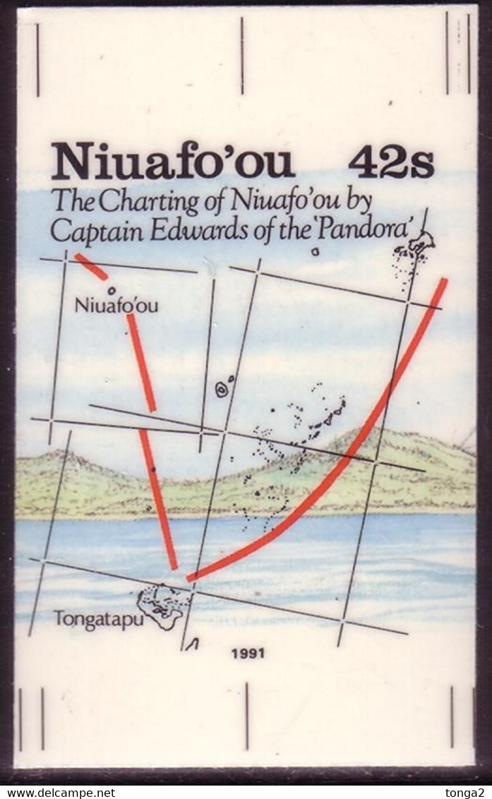 Tonga Niuafoou 1991 Cromalin Proof - Pandora - Chart Map By Capt Edwards Bounty - Bligh - 5 Exist - Tonga (1970-...)