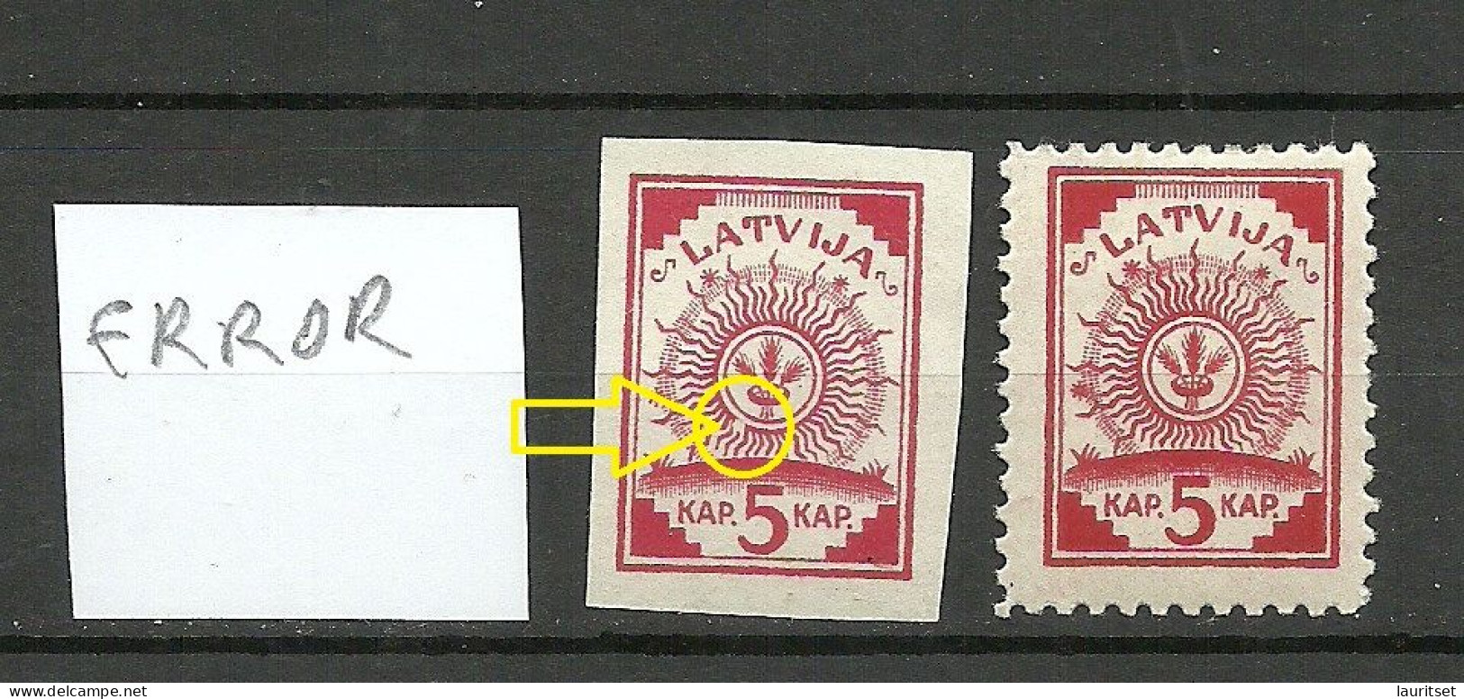 LETTLAND Latvia 1918 Michel 1 - 2 (*)/* Incl. Printing Error Druckabart - Lettland