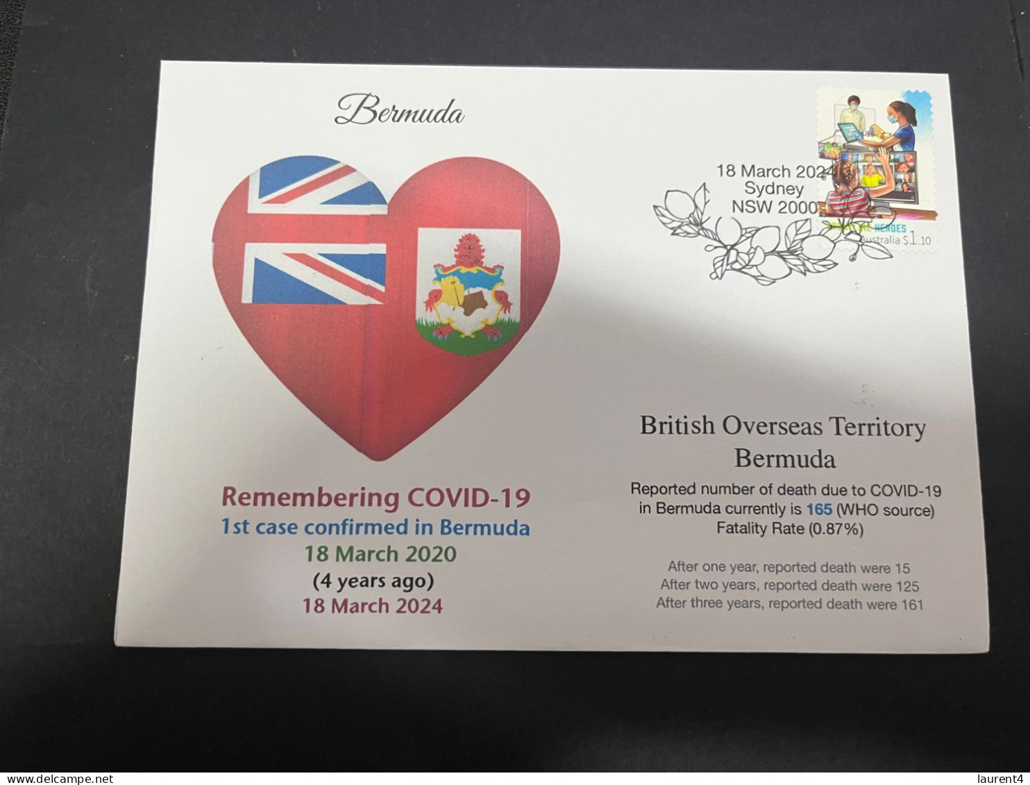 18-3-2024 (3 Y 23) COVID-19 4th Anniversary - Bermuda (UK) - 18 March 2024 (with OZ COVID-19 Stamp) - Malattie