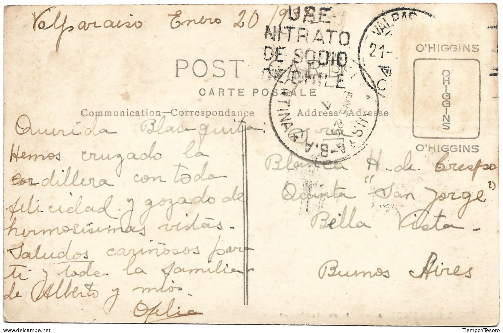 Postcard - Chile, Valparaiso, 1937, N°1401 - Chili