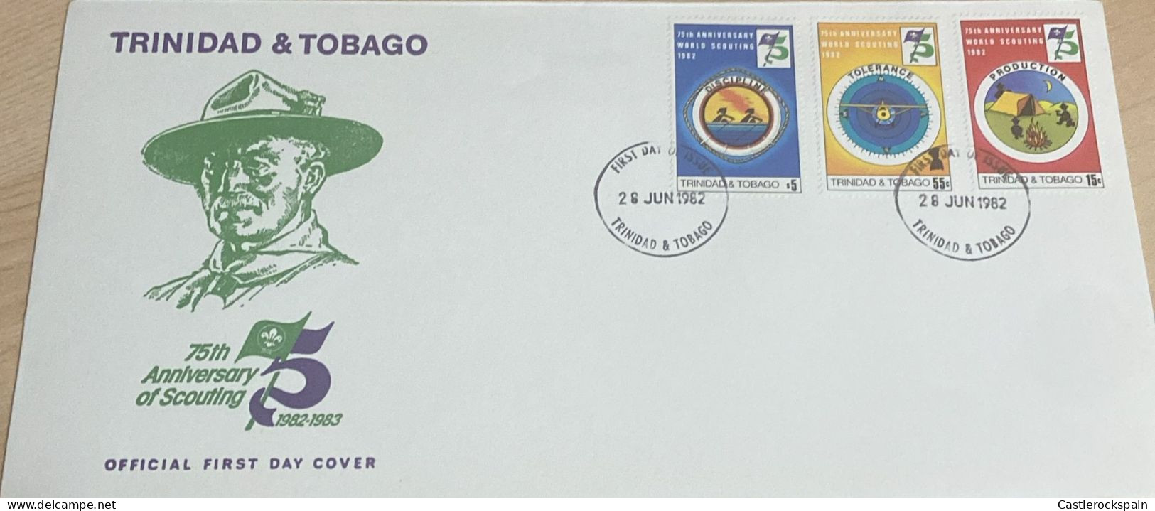 O) 1982 TRINIDAD AND TOBAGO, LORD BADEN POWELL, SCOITUNG YEAR . DISCIPLINE - TOLERANCE - PRODUCTION, FDC X - Trinité & Tobago (1962-...)