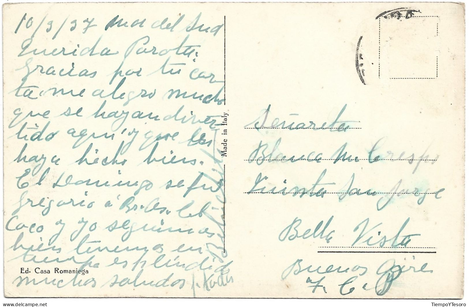 Postcard - Argentina, Miramar, Made In Italy, 1937, N°1416 - Argentinië