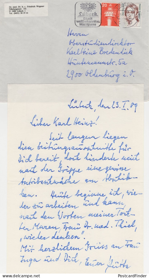 Friedrich Wegener German Nazi Jew WW2 War Pathologist Hand Signed Letter - Inventores Y Científicos