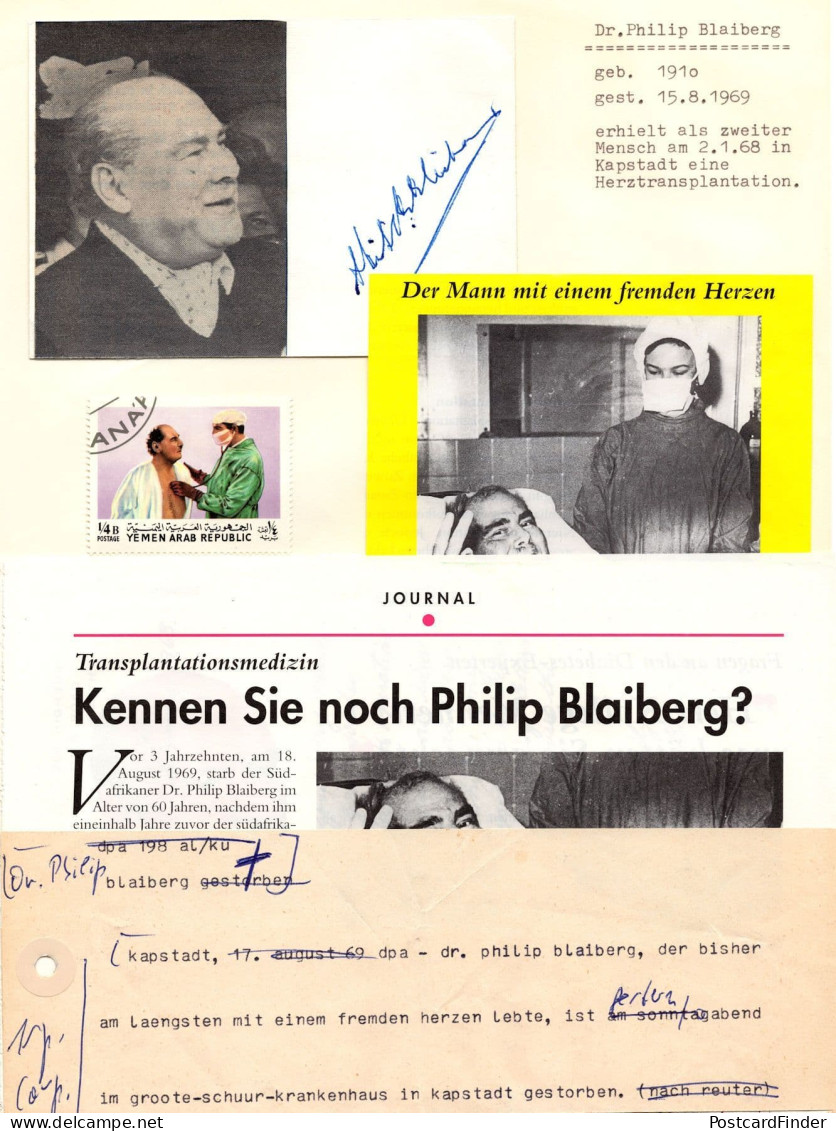 Philip Blaisberg Africa Dentist Of Heart Transplant History Hand Signed Autograph Set - Erfinder Und Wissenschaftler