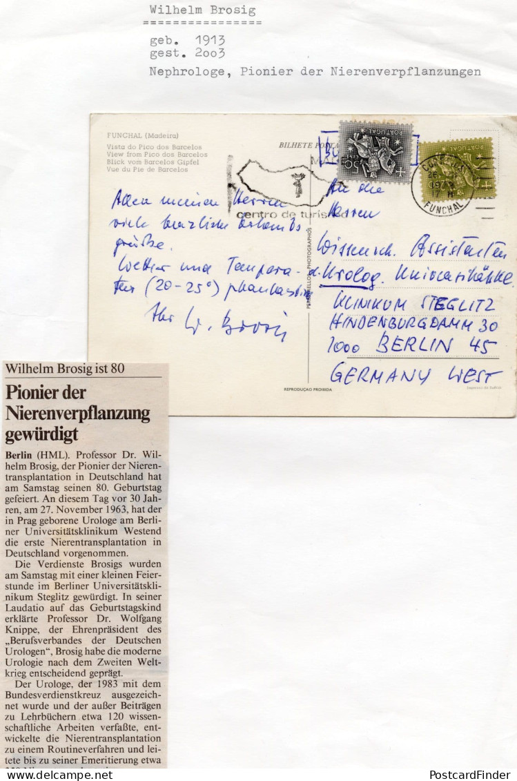 William Brosig German Biologist Scientist Hand Signed Autograph - Inventeurs & Scientifiques