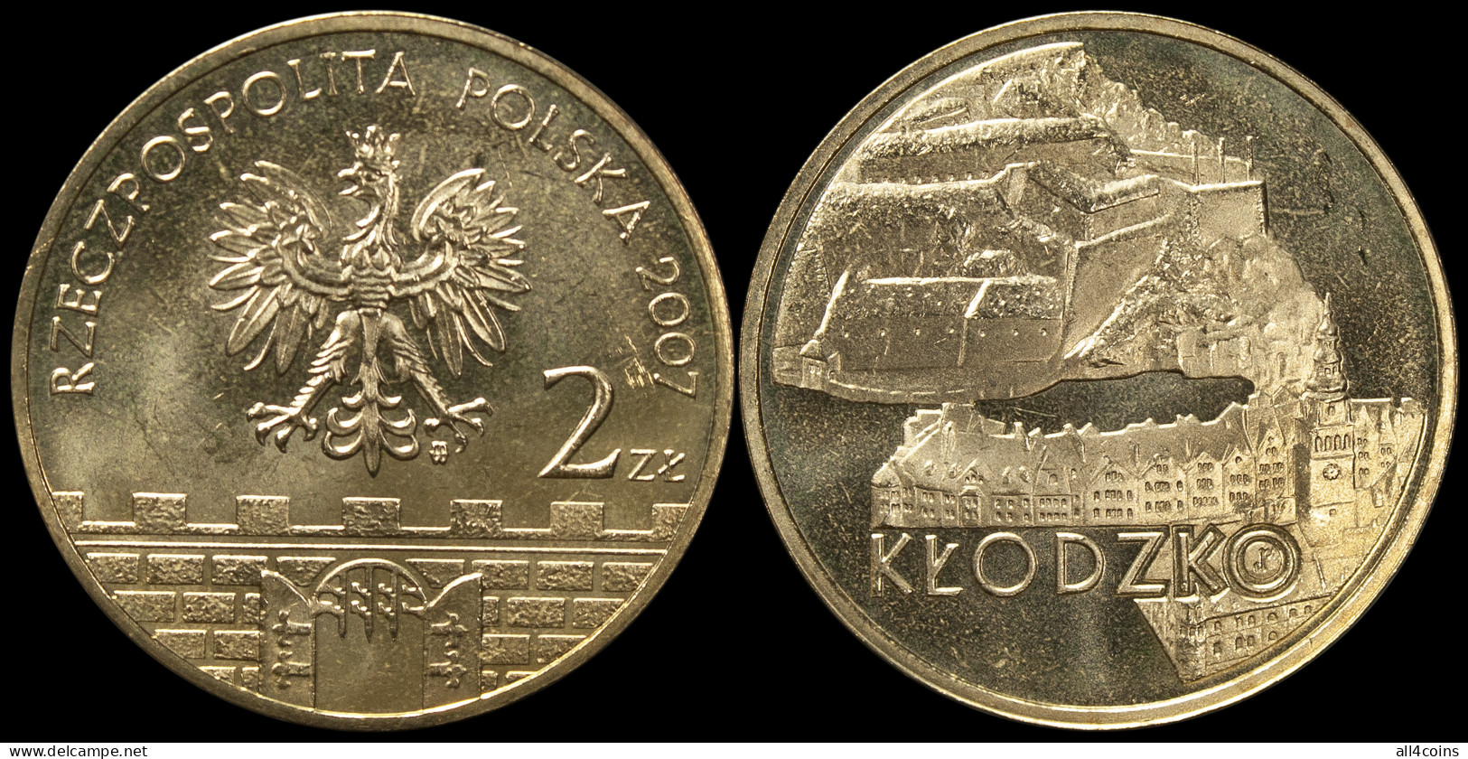 Poland. 2 Zloty. 2007 (Coin KM#Y.624. Unc) Historical City Klodzko - Poland