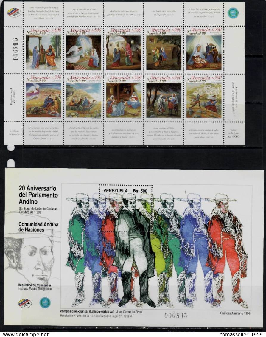 Venezuela-1999 Full  Year Set. 4 Issues (  5 St.+ 4 S/s ).MNH** - Venezuela