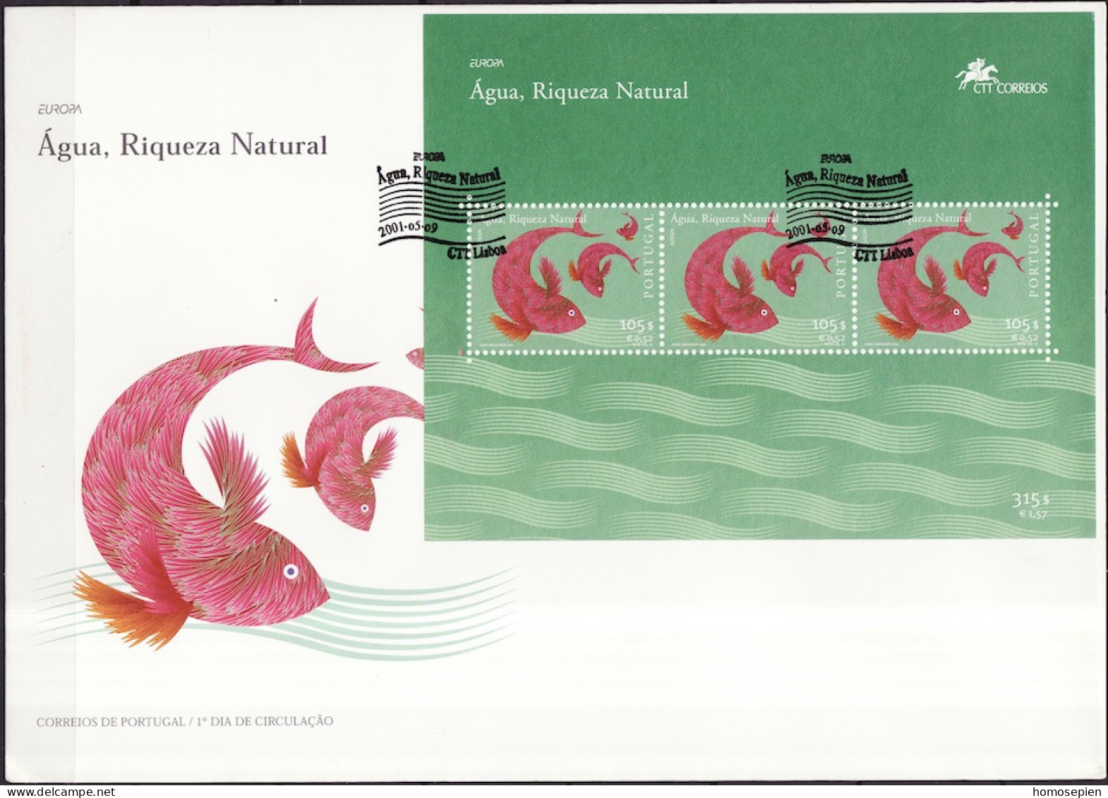 Europa CEPT 2001 Portugal FDC Y&T N°BF173 - Michel N°B168 - 0,52€ EUROPA - 2001