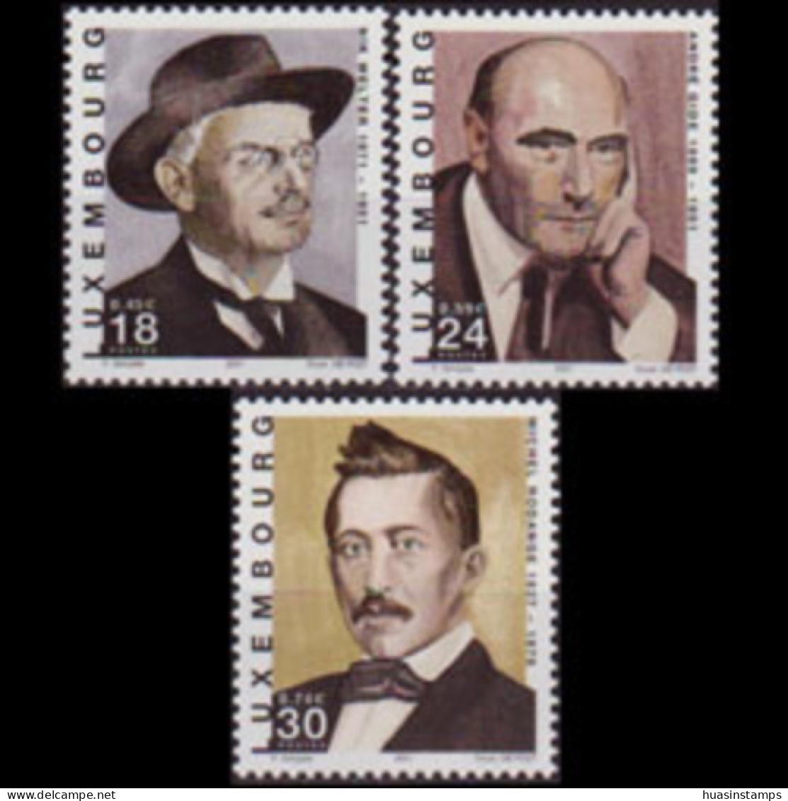 LUXEMBOURG 2001 - Scott# 1050-2 Writers Set Of 3 MNH - Unused Stamps