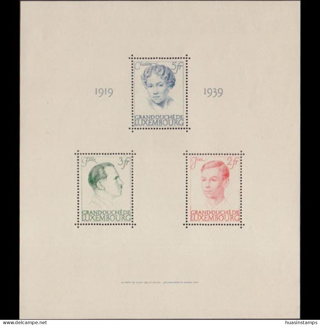 LUXEMBOURG 1939 - Scott# 217 S/S Grand Duchess LH - 1926-39 Charlotte Right-hand Side