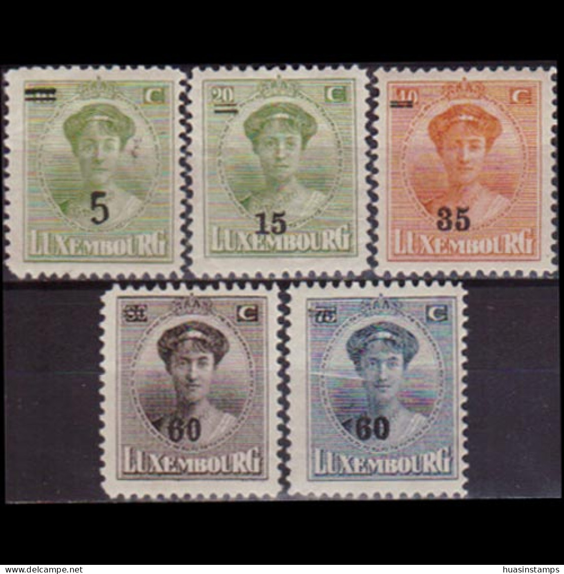 LUXEMBOURG 1925 - Scott# 154-8 Duchess Surch. Set Of 5 LH - 1895 Adolphe Profil