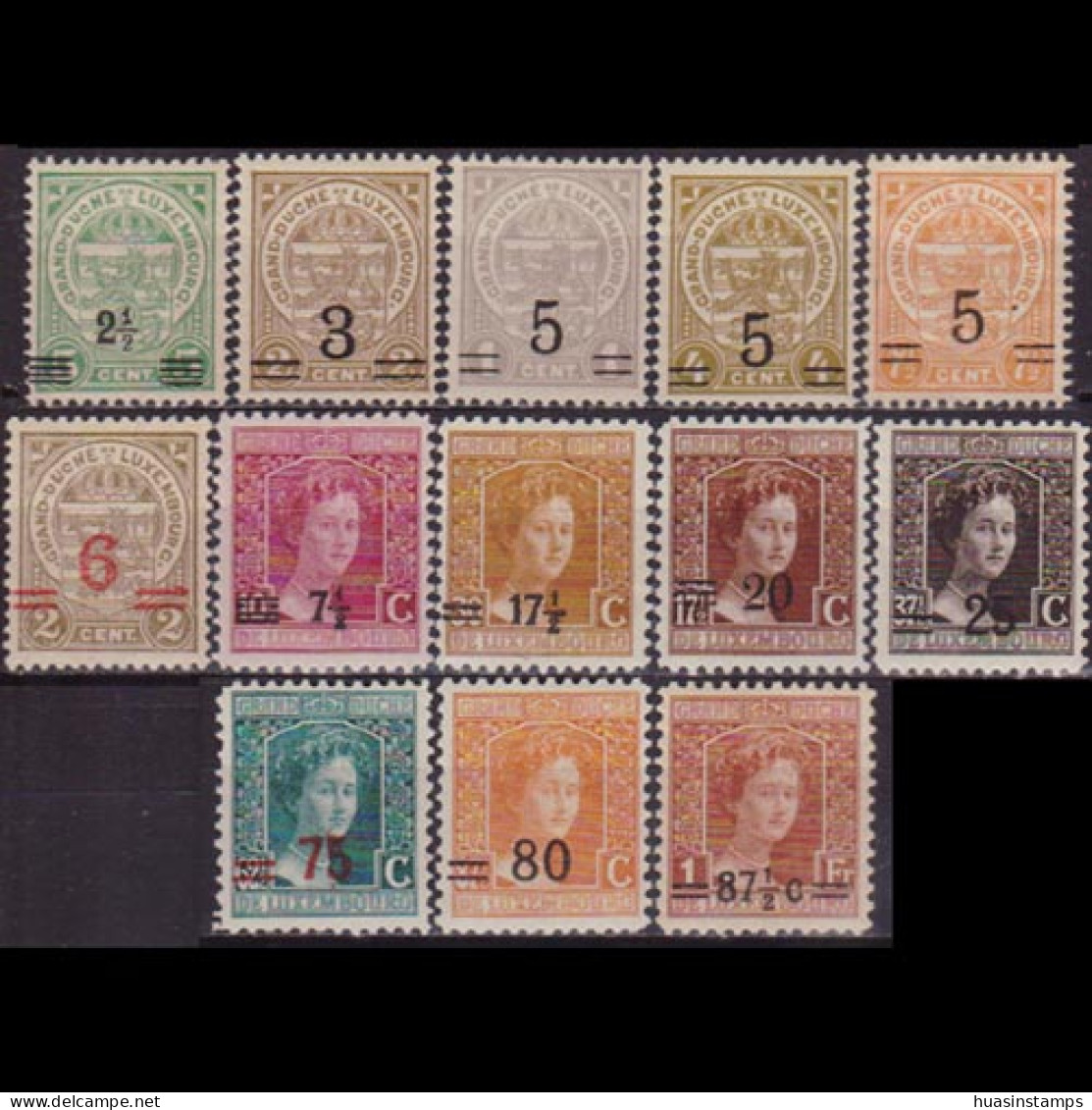 LUXEMBOURG 1916 - #112-24 Duchess Surch. Set Of 13 MNH - 1895 Adolphe Profil