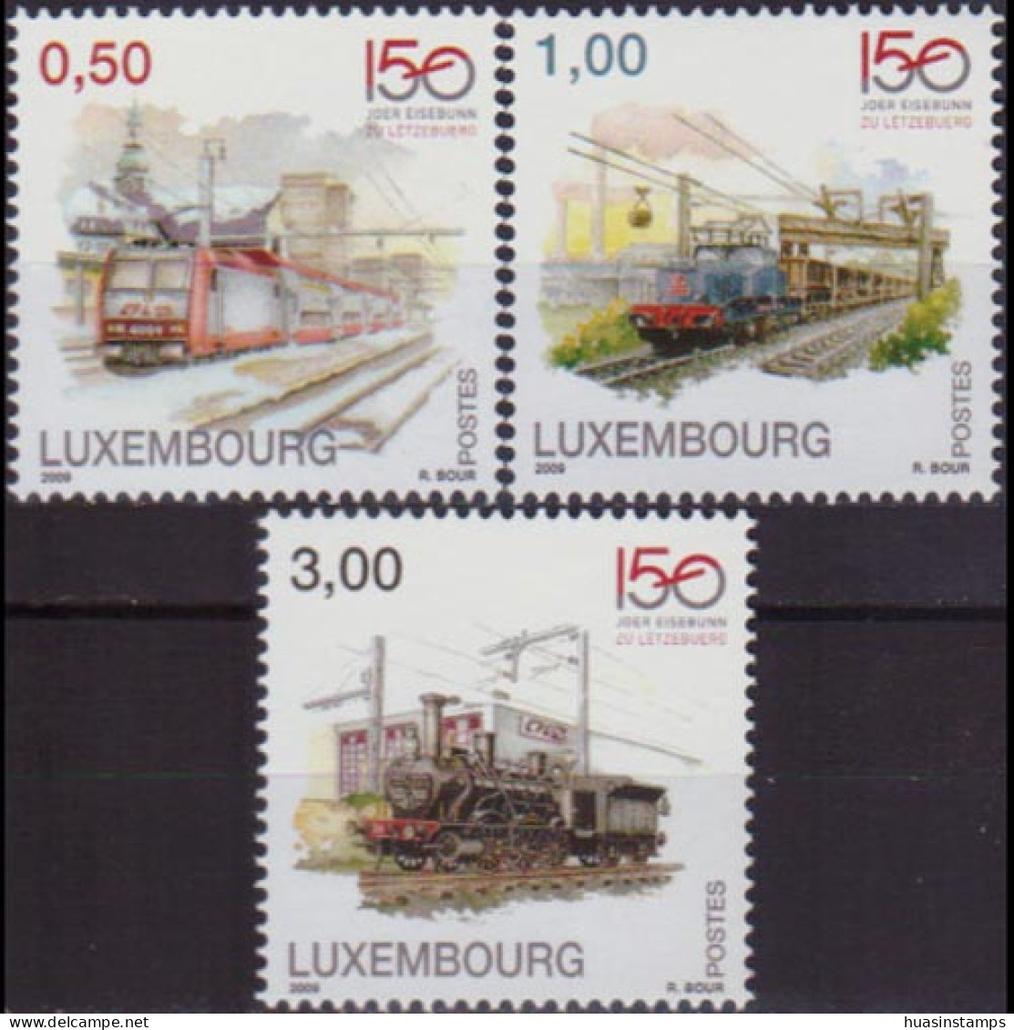 LUXEMBOURG 2009 - #1278-80 Railroad 150th. Set Of 3 MNH - Neufs