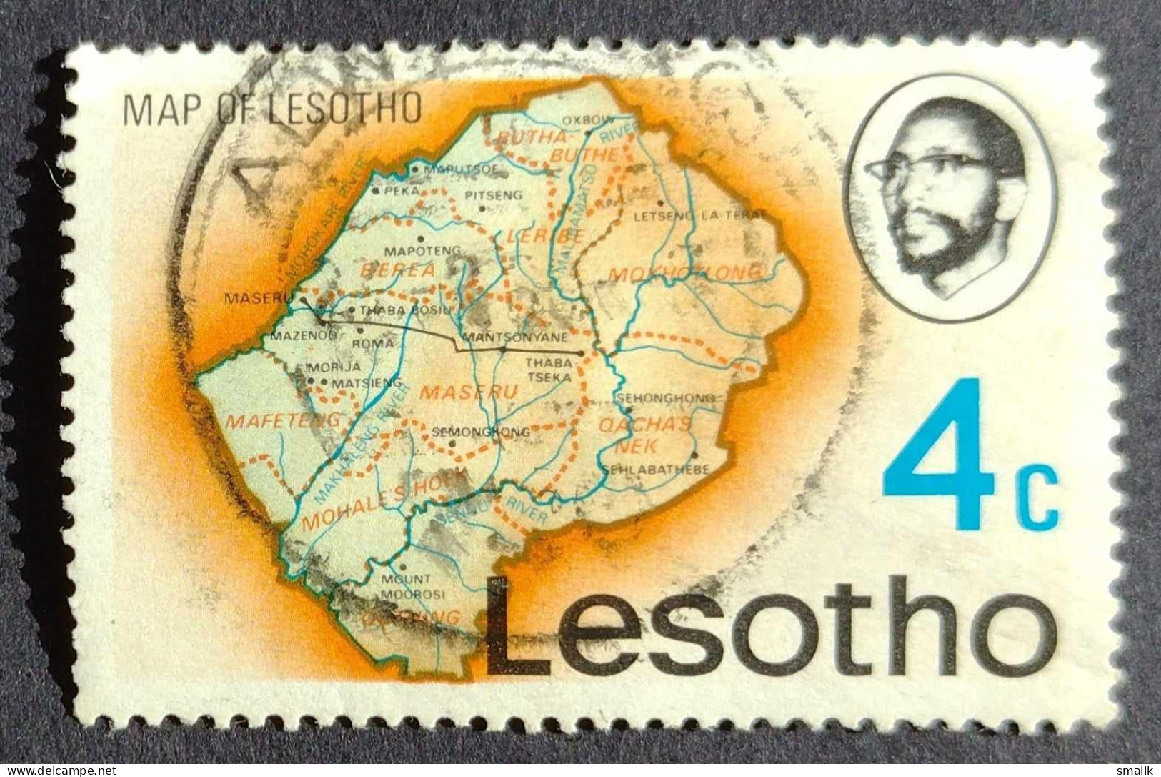 LESOTHO 1976 - Map Of Lesotho, Fine Used - Lesotho (1966-...)