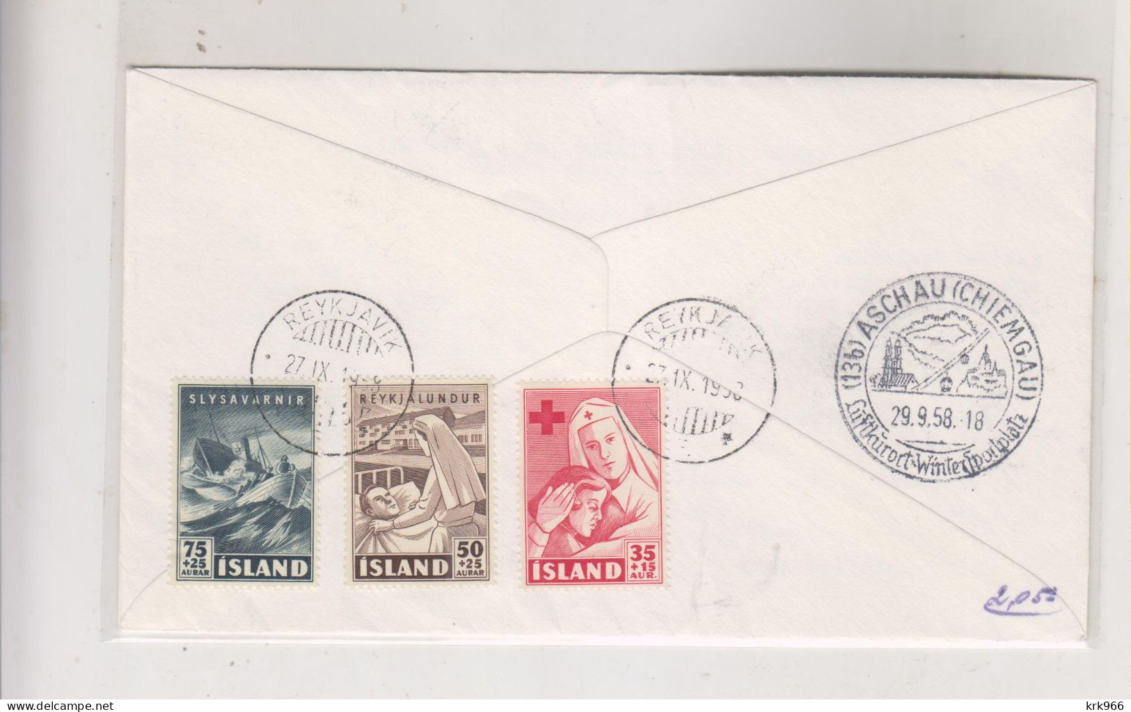 ICELAND 1958 REYKJAVIK Registered FDC Cover To Germany - Covers & Documents