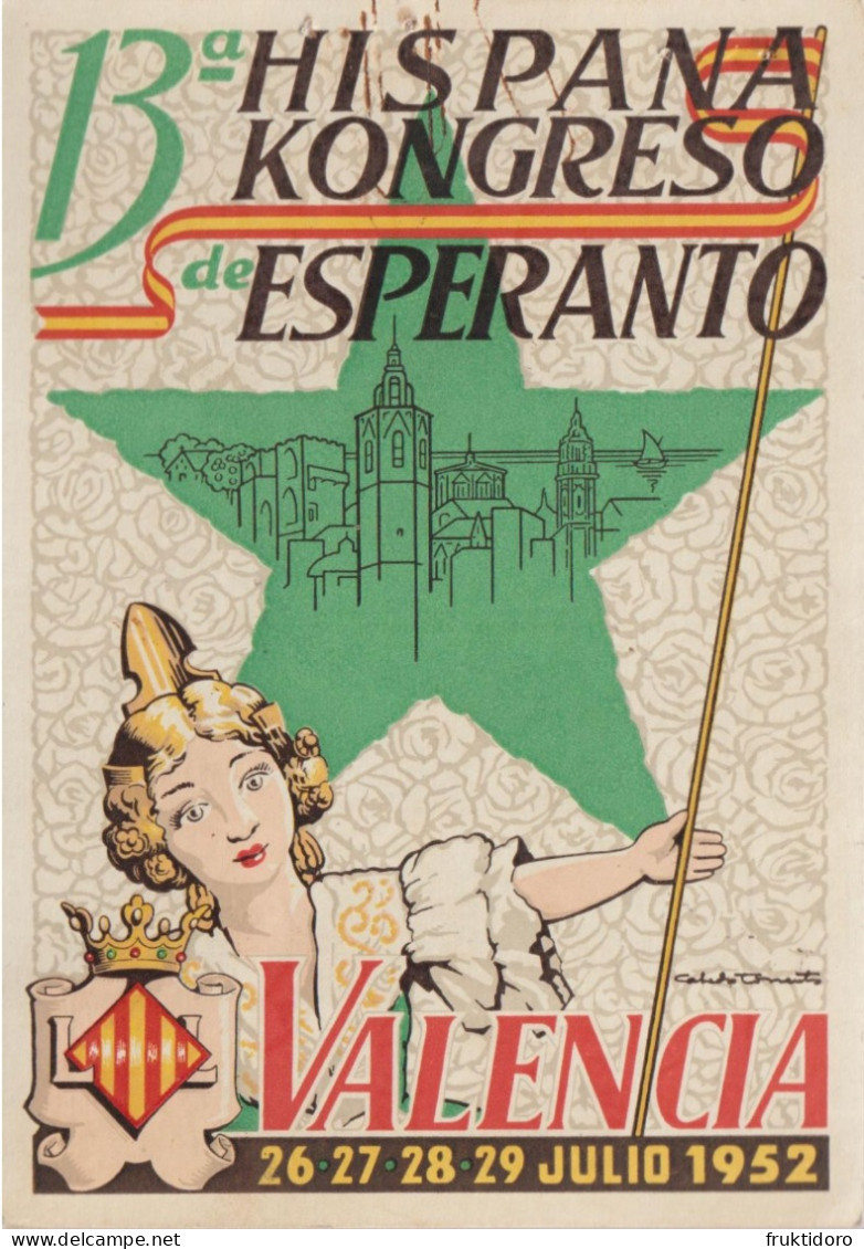 AKEO Card 13th Spanish Esperanto Conference In Valencia 1952 - Hispana Esperanto Kongreso - Esperanto