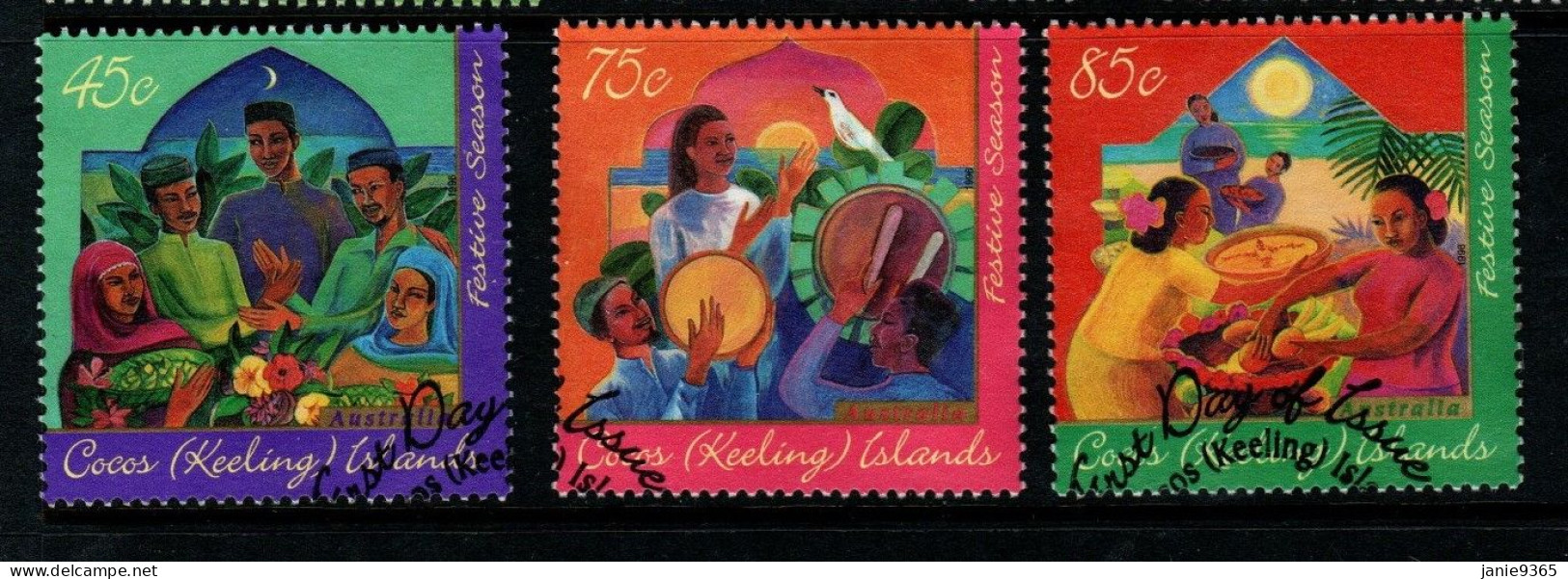 Cocos (Keeling) Islands  ASC 320-22 1996 Festive Season, Used - Isole Cocos (Keeling)