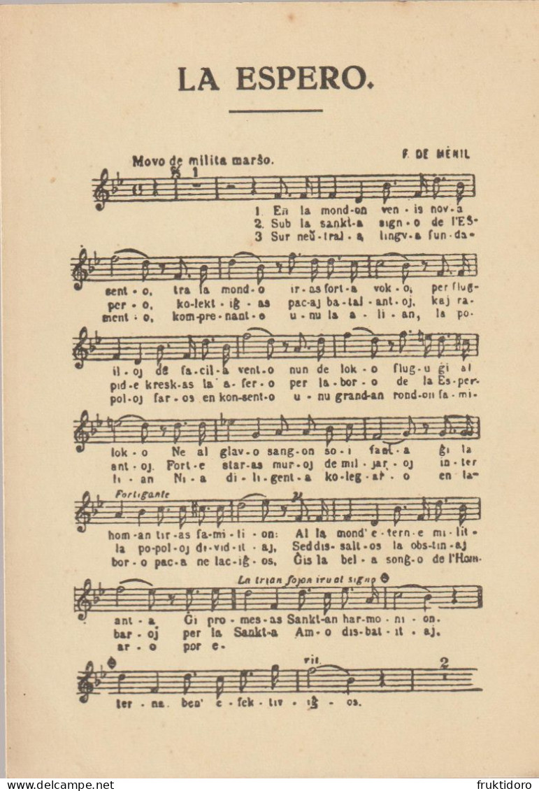 AKEO Card With The Score Of The Esperanto Anthem - Esperanto Himno - 1909 Published For The Conference In Barcelona - Esperanto