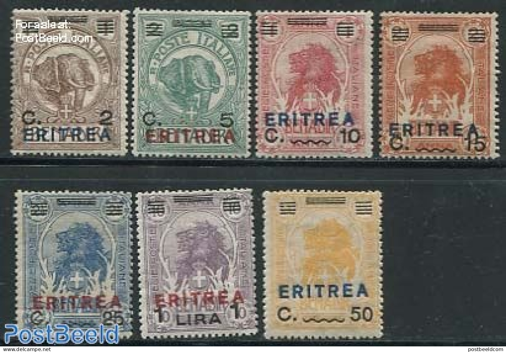 Eritrea 1924 Definitives 7v, Mint NH, Nature - Animals (others & Mixed) - Cat Family - Elephants - Wild Mammals - Erythrée