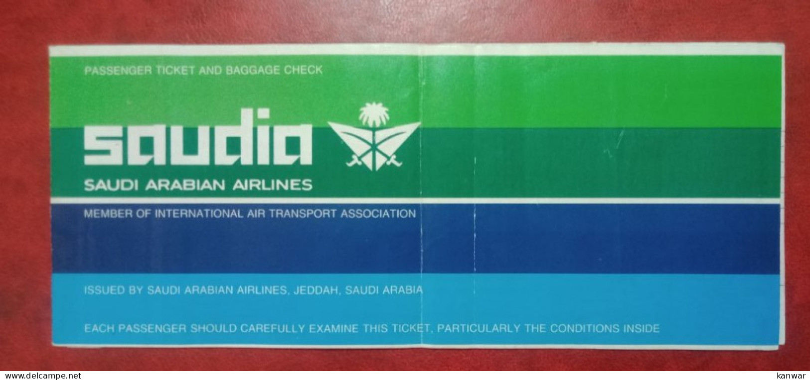 1985 SAUDI ARABIAN AIRLINES PASSENGER TICKET AND BAGGAGE CHECK - Tickets