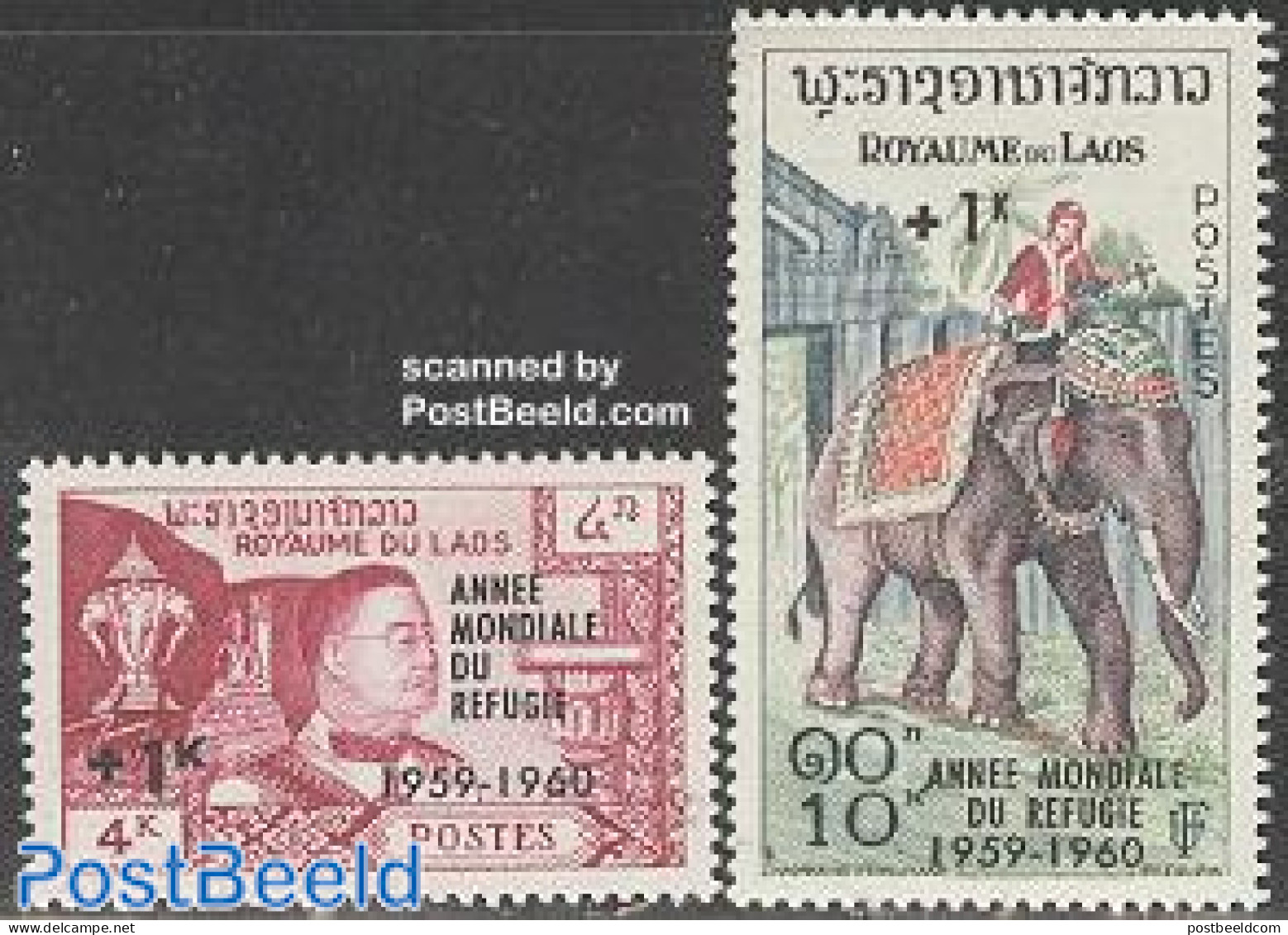 Laos 1960 World Refugees Year 2v, Unused (hinged), History - Nature - Various - Refugees - Elephants - Int. Year Of Re.. - Flüchtlinge