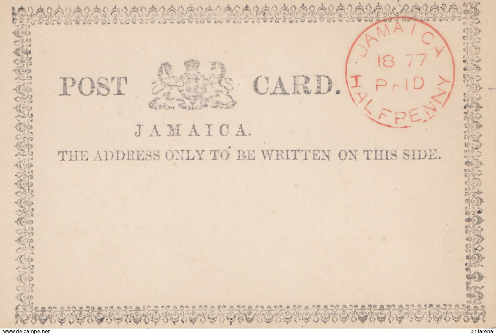 Jamaica Paid - Halfpenny On Post Card - Jamaique (1962-...)