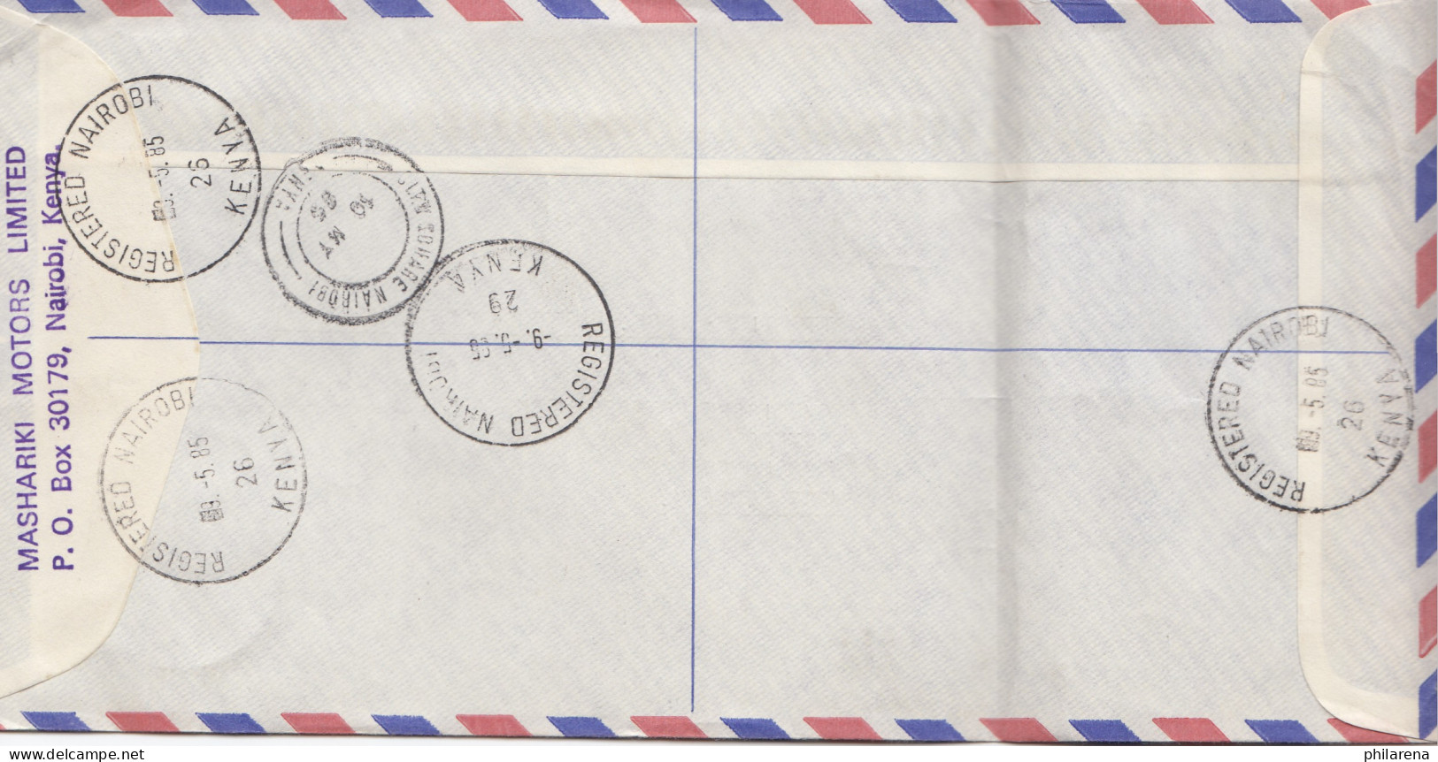 Kenia: Registered Air Mail From Nairobi 1985 To Munich - BMW - Kenia (1963-...)