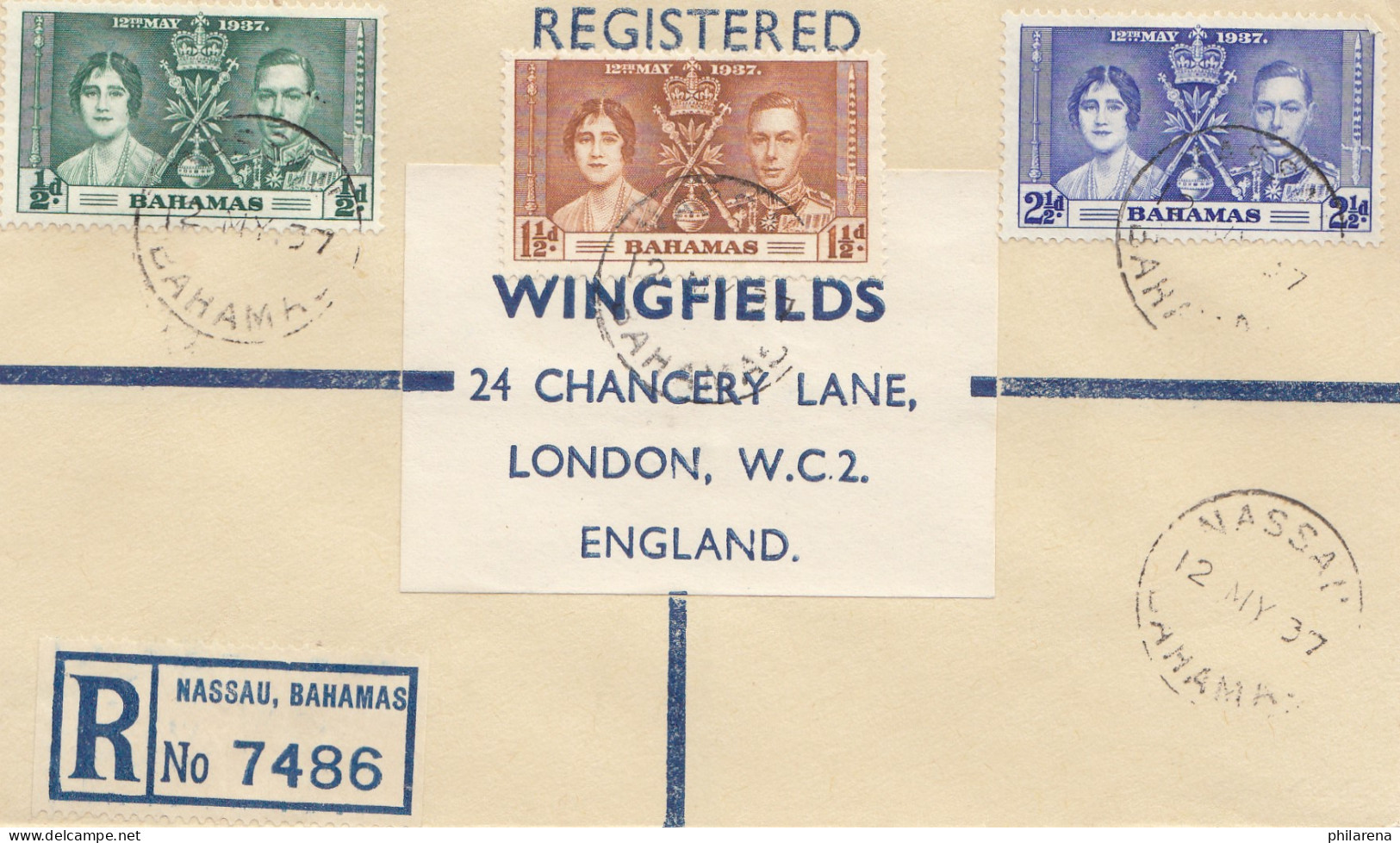 Bahamas: Registered Letter 1937 Nassau To London - Bahama's (1973-...)