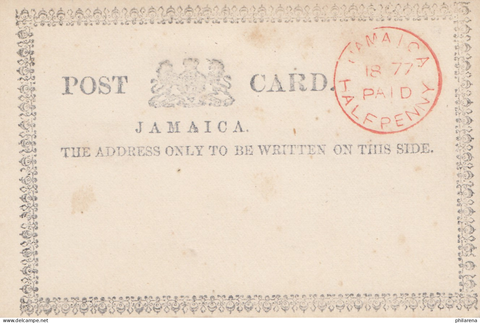Jamaica: 1877 Post Card  - Jamaica (1962-...)