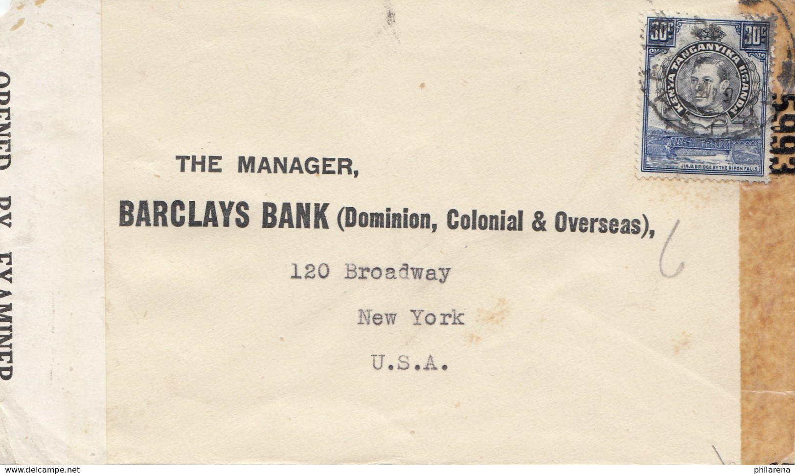 Kenya Tanganyika Uganda To New York, Censor - Tanzania (1964-...)